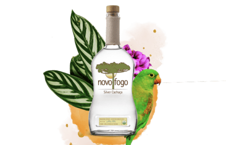 Silver Cachaça with plants and parrot