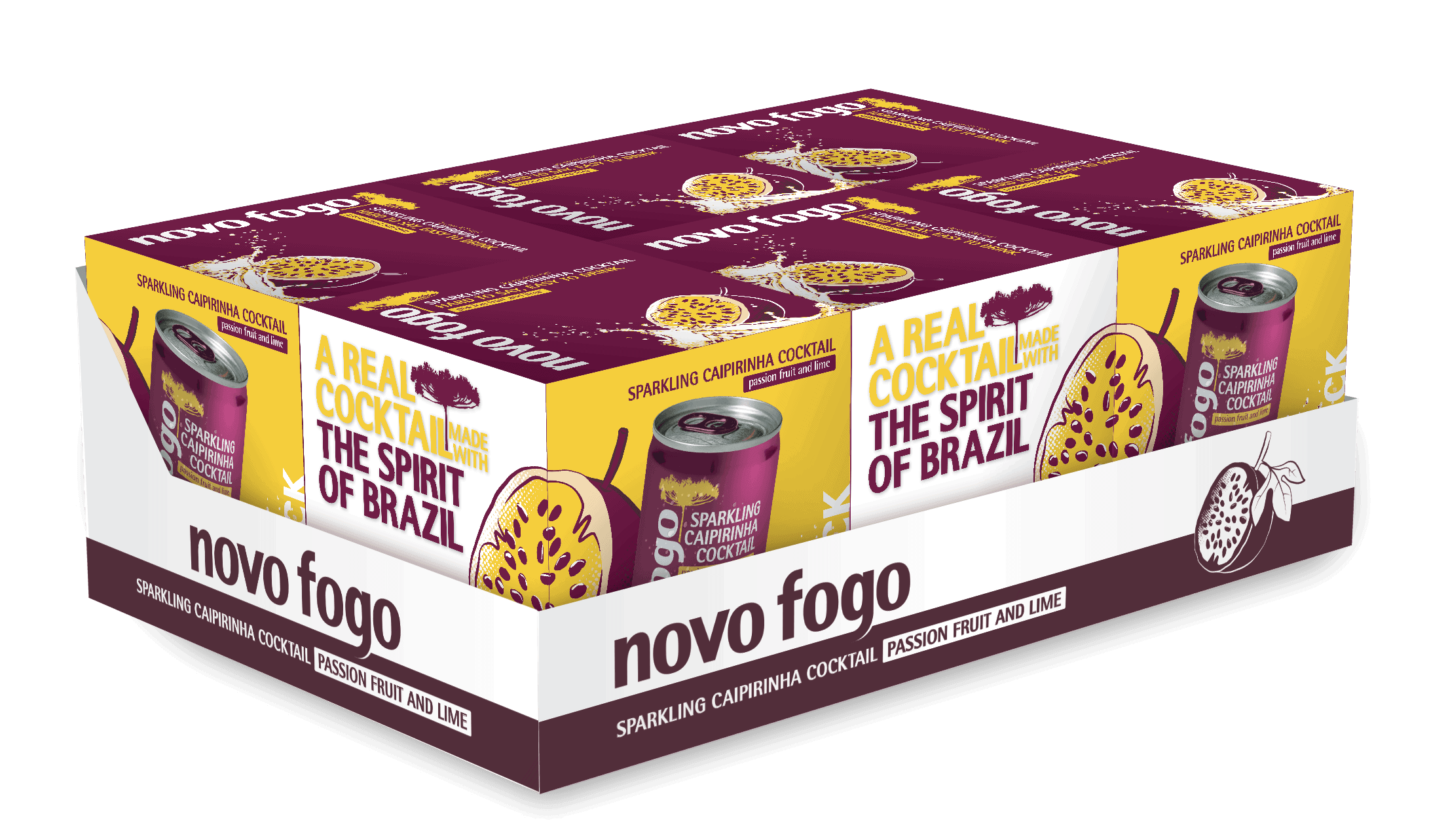 Novo Fogo Passion Fruit Sparkling Caipirinha 24-Pack Case