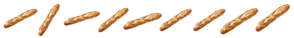 row of baguettes